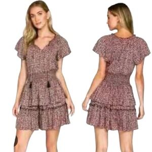 Patrons of Peace Floral Frill Dress Short Sleeve size small